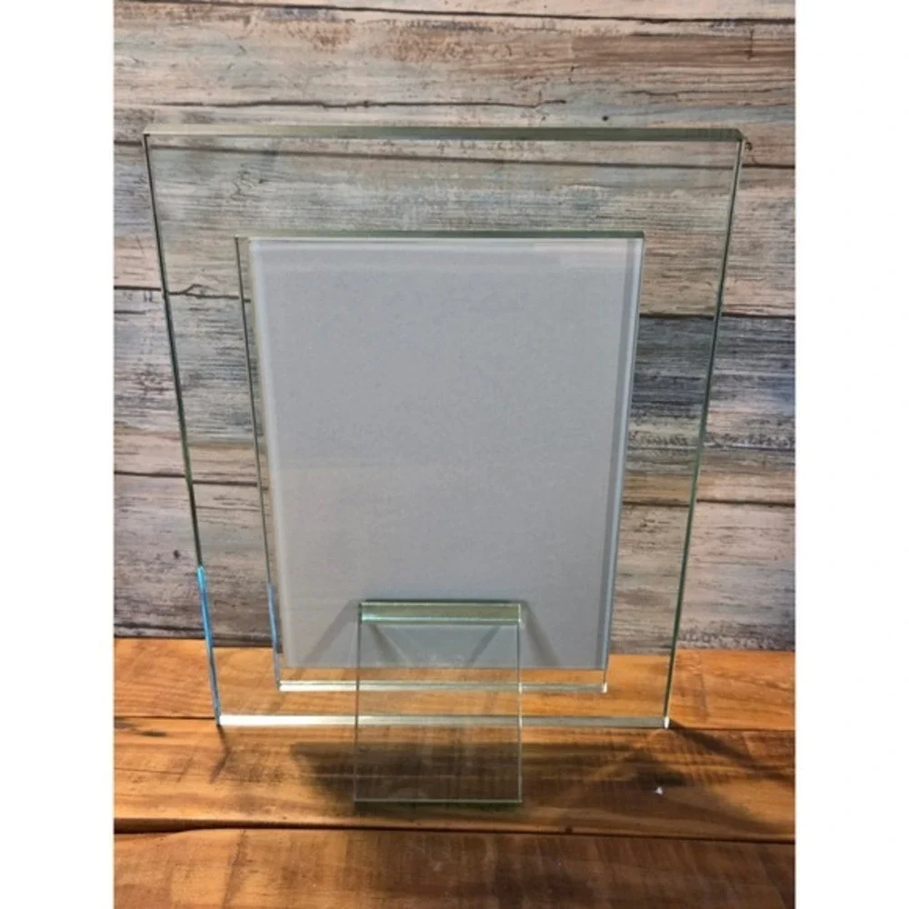 Viva Italia Concepts 5x7 Glass Picture Frame Heavy Thick Floating Tabletop Clear